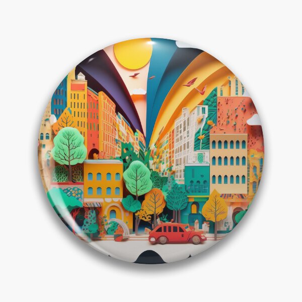 Item preview, 3D Effect Papercut Art - Cityscape Scene designed and sold by TheArtfulAI.