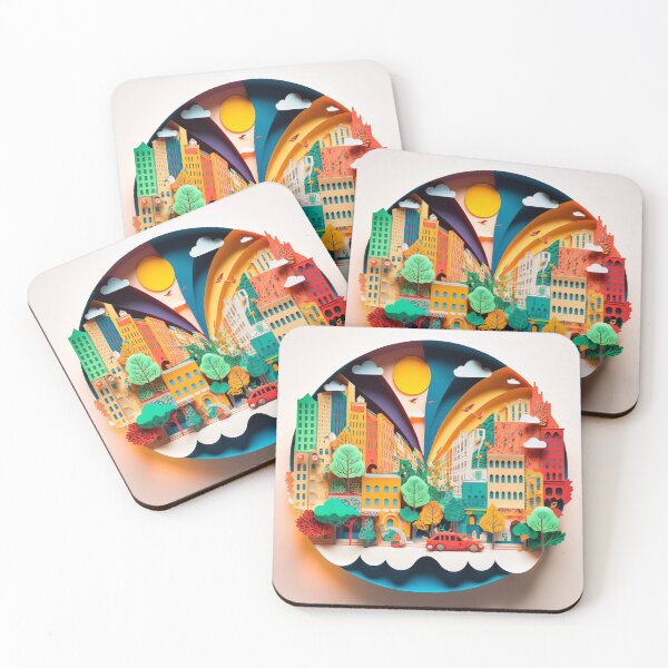 Item preview, 3D Effect Papercut Art - Cityscape Scene designed and sold by TheArtfulAI.