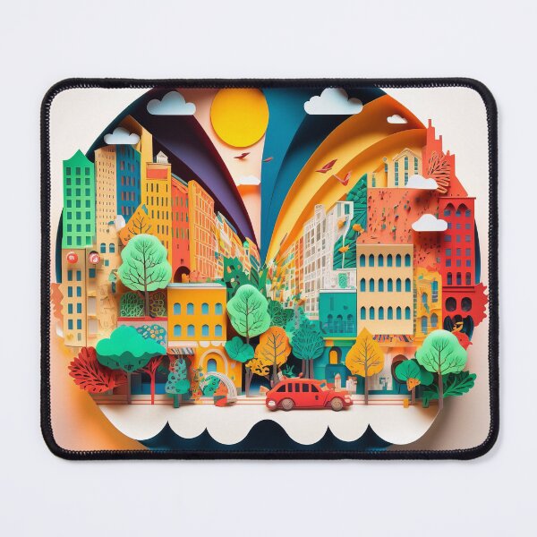 Item preview, 3D Effect Papercut Art - Cityscape Scene designed and sold by TheArtfulAI.