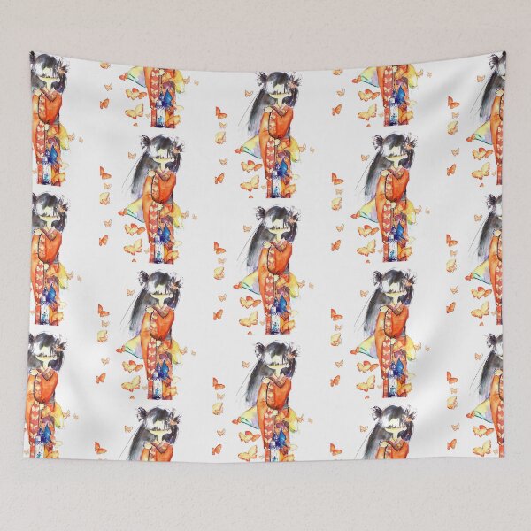 Item preview, Japanese with orange butterflies designed and sold by tanyavladim.