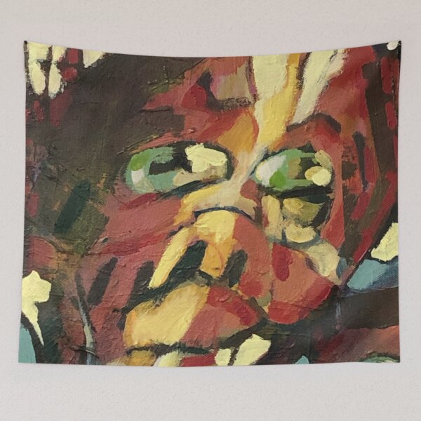Item preview, Yellow Striped Abstract Face Original Art Painting designed and sold by Gerhi Janse van Vuuren.