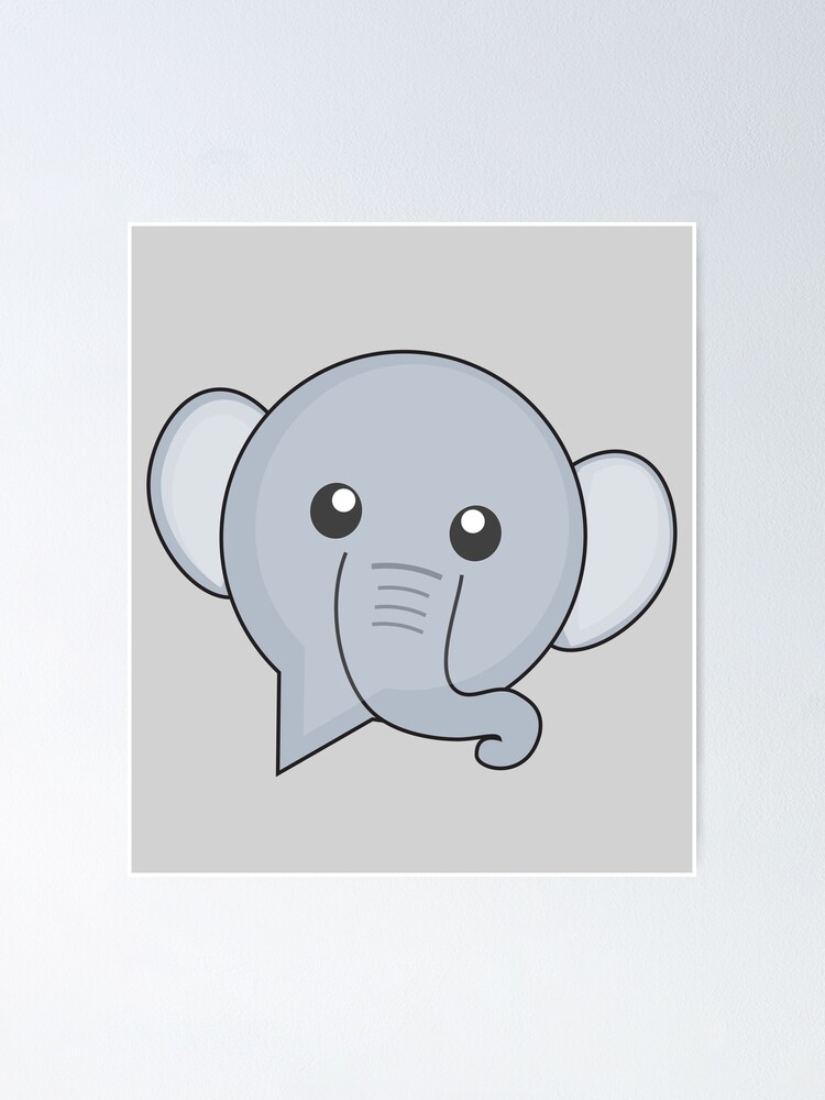 Cute Baby Elephant Cartoon Character in Speech Bubble Cute Baby Elephant Cartoon Character in Speech Bubble