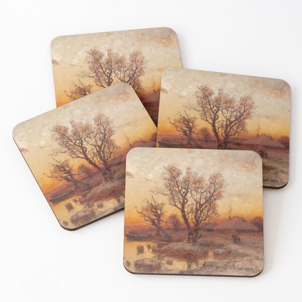 Item preview, Winter scenery - Sunset over a Ukrainian Hamlet by Julius Klever designed and sold by AR-shop.