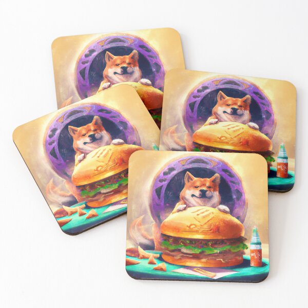 Item preview, A fortune-telling shiba inu with a giant hamburger designed and sold by T-Shirt-Group.