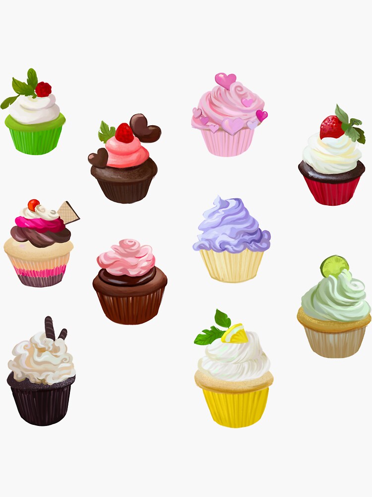 Cupcake Pattern Sticker for Sale by bevsi