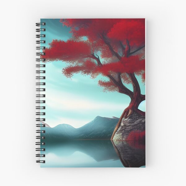 Item preview, Red tree in lake generated by artificial intelligence designed and sold by megadrina.