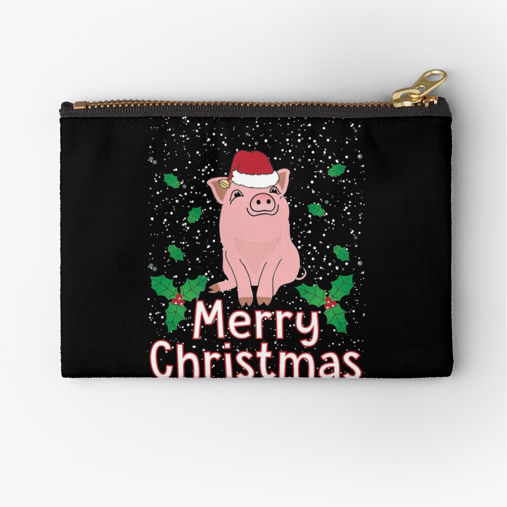 T-Rex Santa Pattern Canvas Coin Purse Small Cute Wallet Bag with Zip