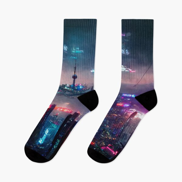 Item preview, Port - Cyberpunk Skyline Cityscape designed and sold by ArkMinted.