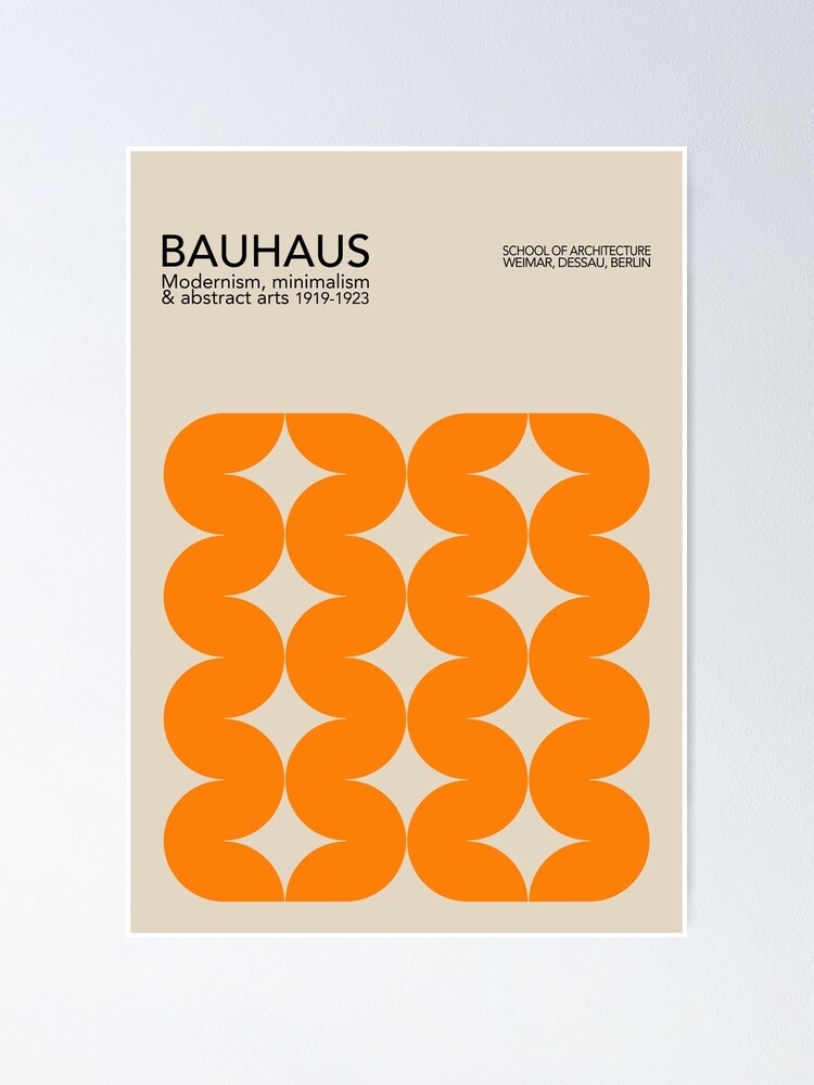 Affiche Abstraite Bauhaus Orange - Art Mural Géométrique - Modèle Au Choix