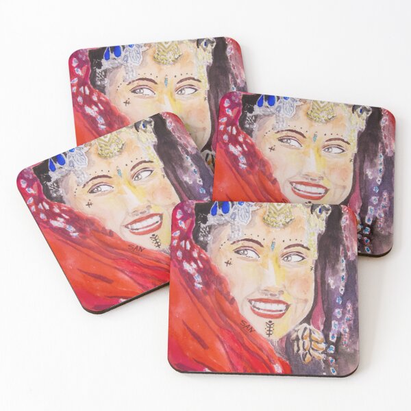 Item preview, Kurdish Woman in Red Watercolor Painting designed and sold by TurnipWilson.