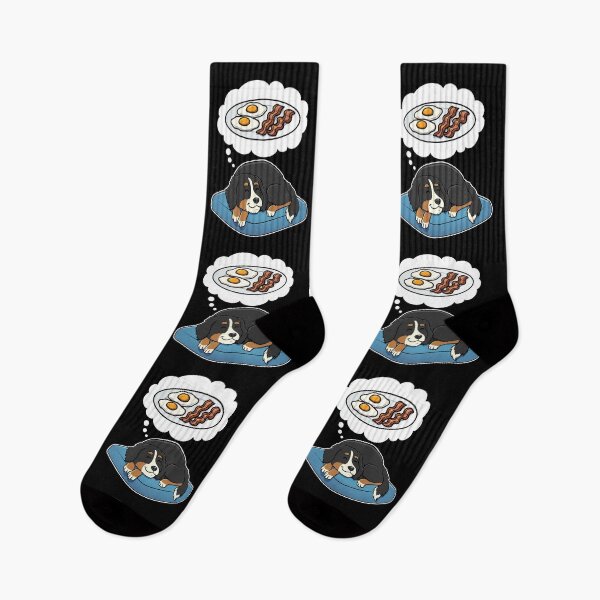 Item preview, Bernese Mountain Dog dreaming about Bacon and Eggs designed and sold by DoggieDelights.