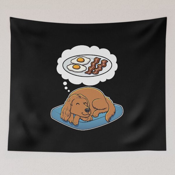 Item preview, English Cocker Spaniel dreaming about Bacon and Eggs designed and sold by DoggieDelights.