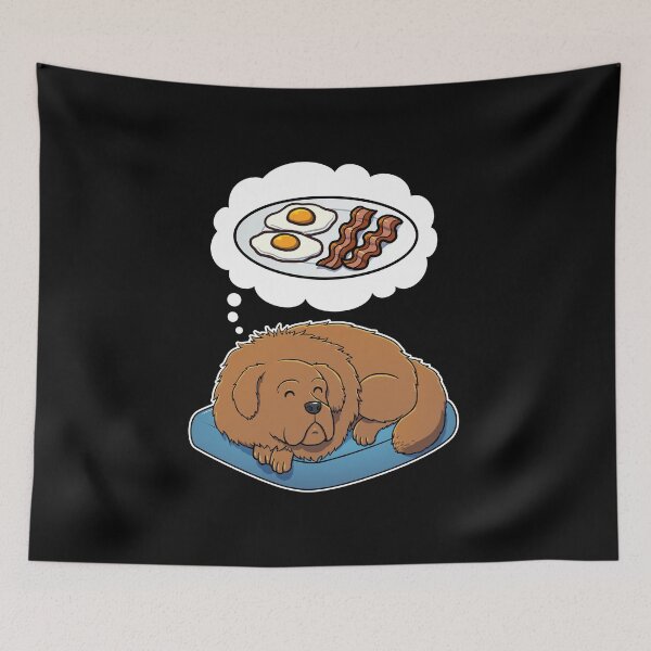 Item preview, Tibetan Mastiff dreaming about Bacon and Eggs designed and sold by DoggieDelights.