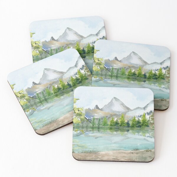 Item preview, Watercolour mountain forest landscape designed and sold by FASHIONGALLERIA.
