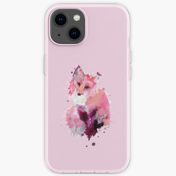 Pastel Pink Watercolor Fox iPhone Soft Case