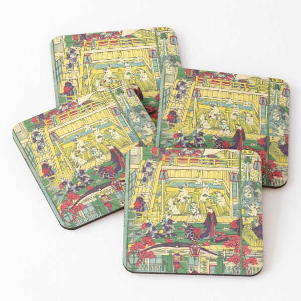 Item preview, Utagawa Yoshifuji - Popular Hotspring Spa of Cats, 1880 designed and sold by Onodera.