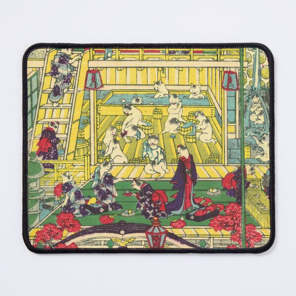 Item preview, Utagawa Yoshifuji - Popular Hotspring Spa of Cats, 1880 designed and sold by Onodera.