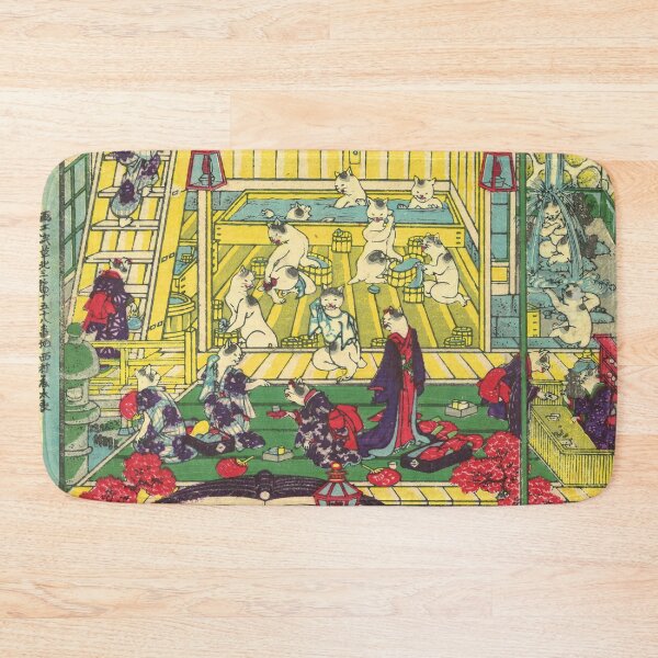 Item preview, Utagawa Yoshifuji - Popular Hotspring Spa of Cats, 1880 designed and sold by Onodera.