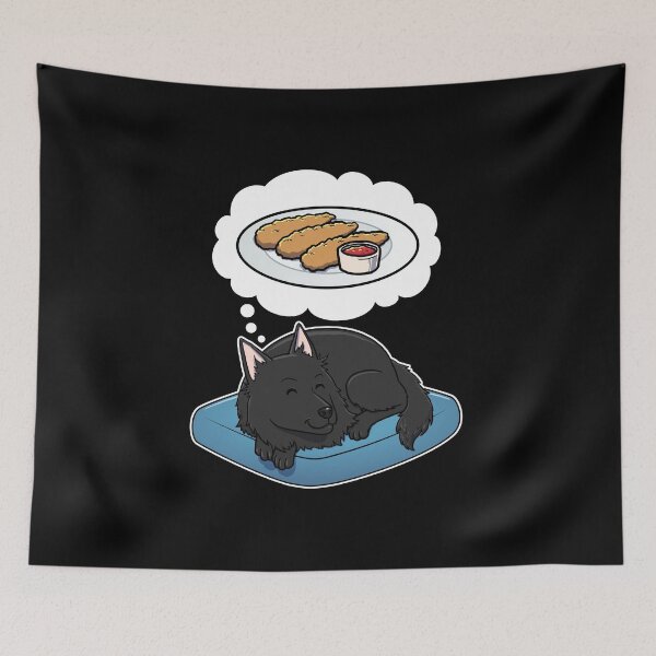 Item preview, Belgian Sheepdog dreaming about Chicken Tenders designed and sold by DoggieDelights.