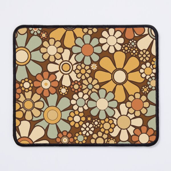 Item preview, Retro Garden Chunky Flowers 60s 70s Floral Pattern 2 Brown Celadon designed and sold by kierkegaard.
