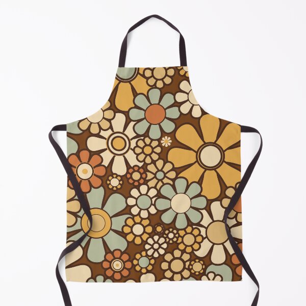 Item preview, Retro Garden Chunky Flowers 60s 70s Floral Pattern 2 Brown Celadon designed and sold by kierkegaard.
