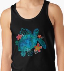 Sea Turtle with Flowers Tank Top