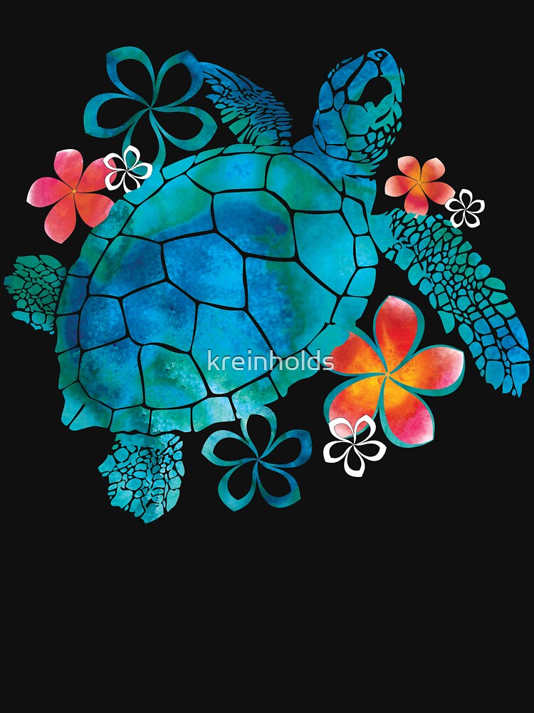 Sea Turtle with Flowers by kreinholds
