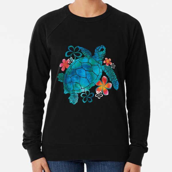 Sea Turtle with Flowers Lightweight Sweatshirt