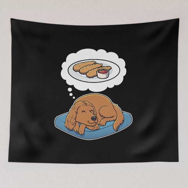 Aperçu de l'œuvre English Cocker Spaniel dreaming about Chicken Tenders créée et vendue par DoggieDelights.
