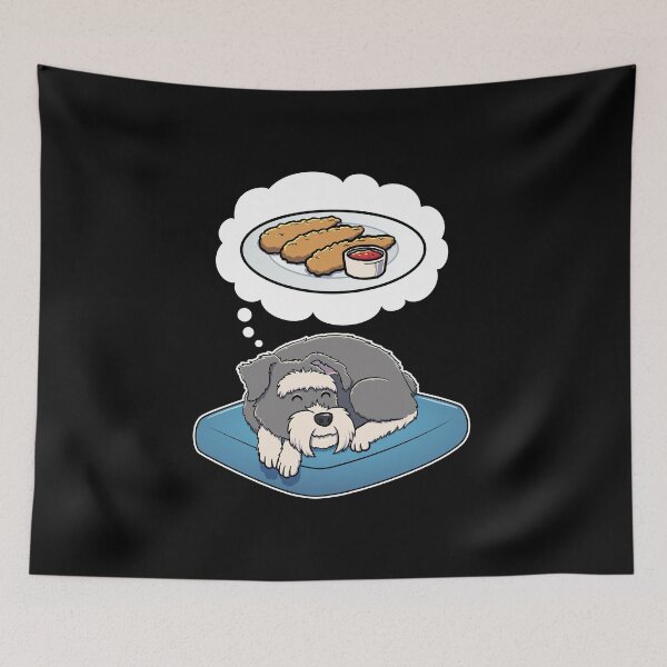 Item preview, Miniature Schnauzer dreaming about Chicken Tenders designed and sold by DoggieDelights.