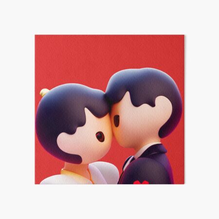 Cute anime couple kiss Art Board Print for Sale by SADDESTONE