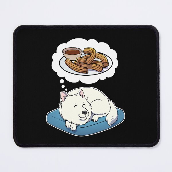 Item preview, Samoyed dreaming about Churros designed and sold by DoggieDelights.