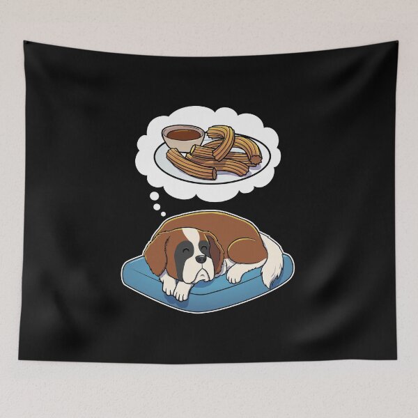 Item preview, St Bernard dreaming about Churros designed and sold by DoggieDelights.