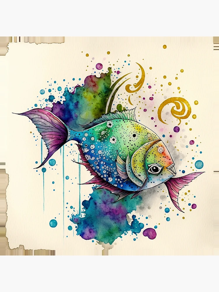 Abstract Fish Watercolor | Art Print