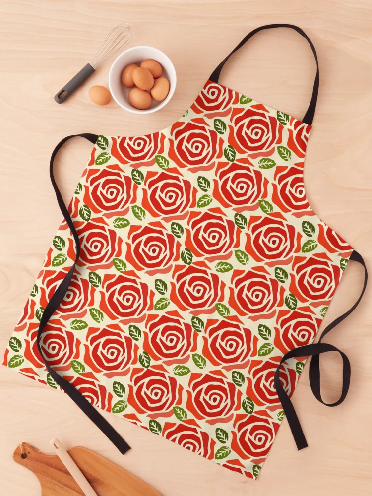Thumbnail 1 of 6, Apron, Red Roses Repeated pattern Design designed and sold by riceayoj.