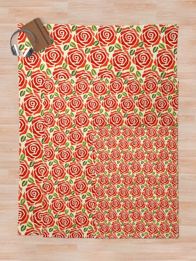 Thumbnail 5 of 6, Throw Blanket, Red Roses Repeated pattern Design designed and sold by riceayoj.