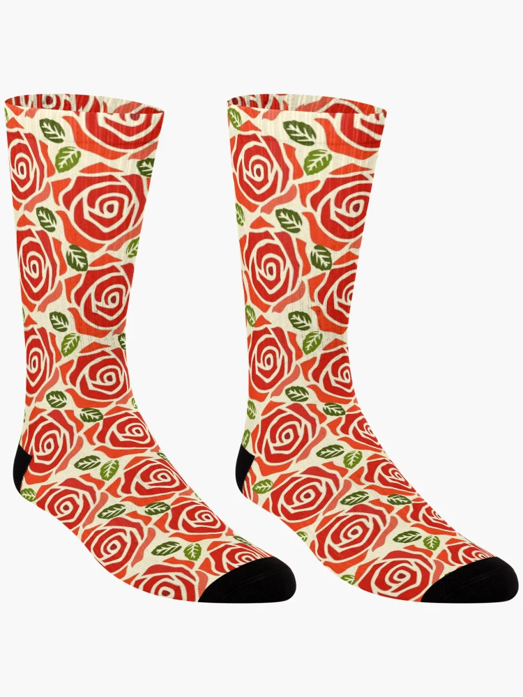 Thumbnail 3 of 5, Socks, Red Roses Repeated pattern Design designed and sold by riceayoj.