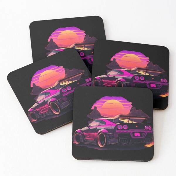 Item preview, Nissan GTR R34 synthwave sunset designed and sold by SpaceCars.
