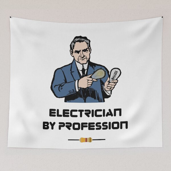 Item preview, 'Electrician By Profession' Thomas Edison Stealing Design - Retro Illustration Design for T-shirts, mugs, phone cases and other accessories designed and sold by Ridiculam Toga.