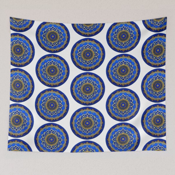 Item preview, Srunning Blue and Gold Flower Mandala (Transparent Background) designed and sold by Basunat.