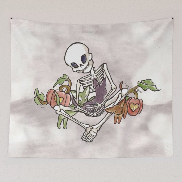 Item preview, Skeleton and Kitty Friends designed and sold by lysswhitart.