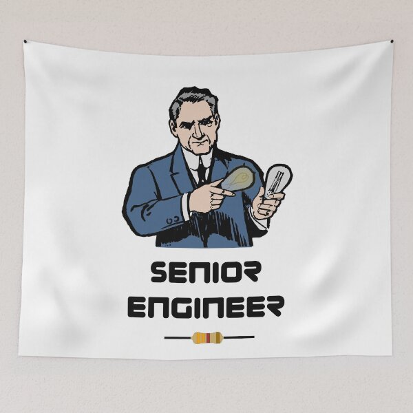 Item preview, 'Senior Engineer' Thomas Edison Stealing Design - Retro Illustration Design for T-shirts, mugs, phone cases and other accessories designed and sold by Ridiculam Toga.