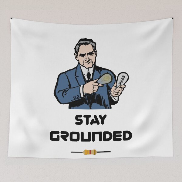 Item preview, 'Stay Grounded' Thomas Edison Stealing Design - Retro Illustration Design for T-shirts, mugs, phone cases and other accessories designed and sold by Ridiculam Toga.