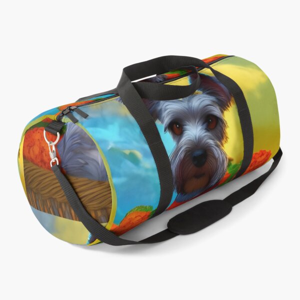 Item preview, Miniature Schnauzer in a basket with flowers generated by artificial intelligence designed and sold by megadrina.