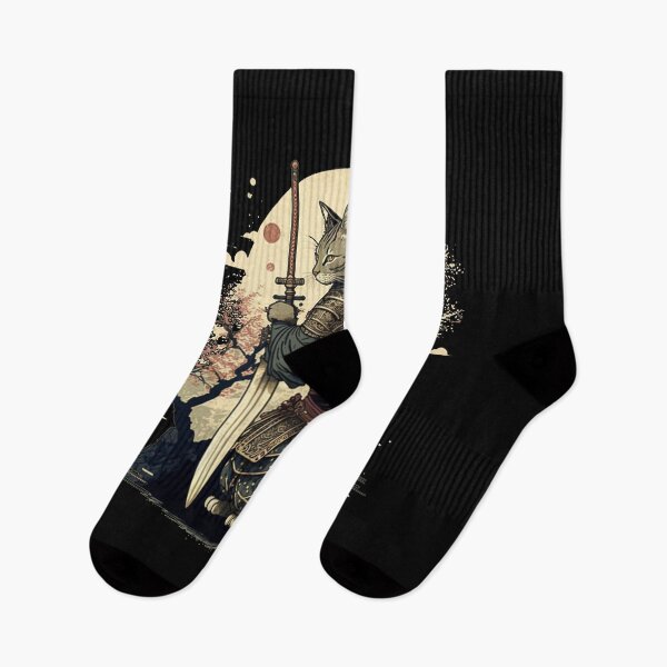 Artikelvorschau, Retro-Samurai-Katze im japanischen Stil entworfen und verkauft von Evening Twilight.