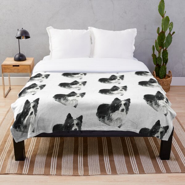 Working Winter Collie Throw Blanket