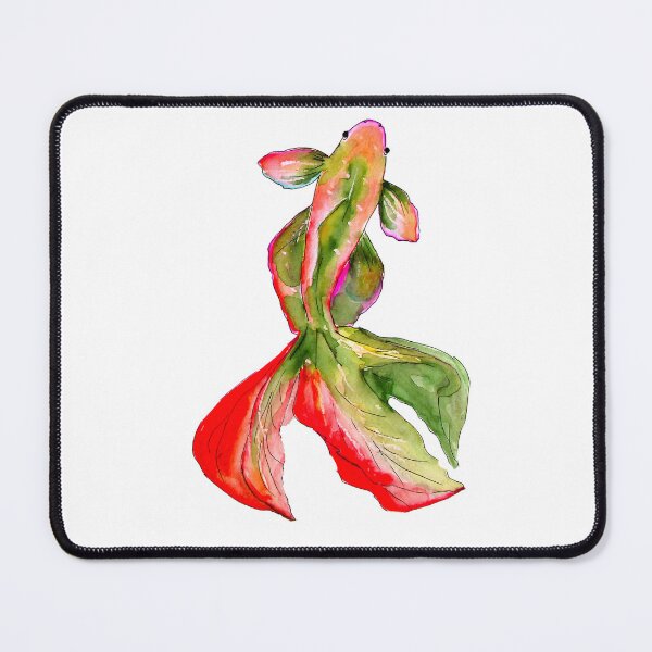 Item preview, Red Green Betta Siamese Fish Watrcolor designed and sold by VittaArtDream.