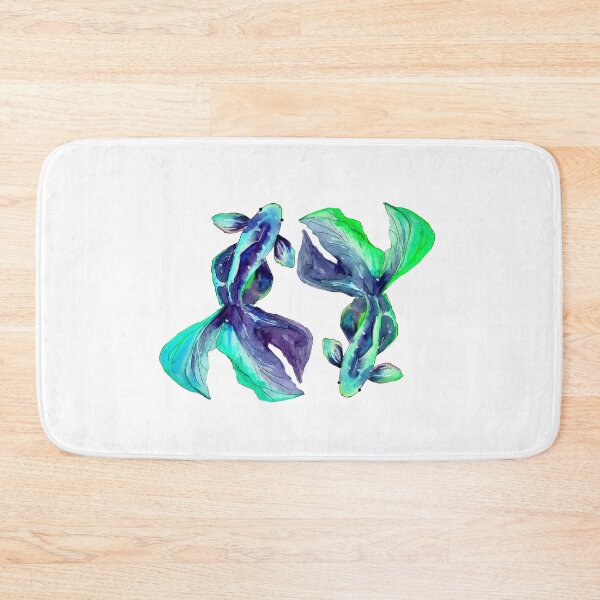 Item preview, Emerald Blue Betta Siamese Fish Watercolor designed and sold by VittaArtDream.