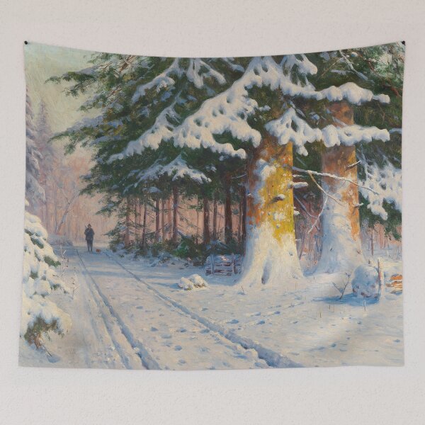 Item preview, Winter scenery - Hunter Returning Home in a Winter Woodland by Walter Moras designed and sold by AR-shop.