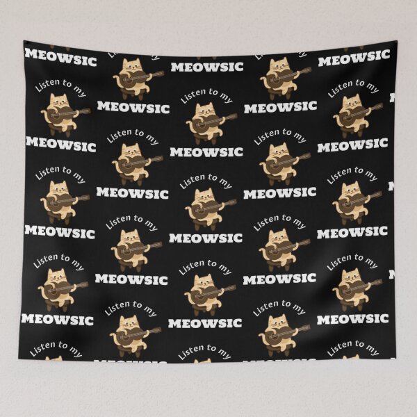 Item preview, Funny Cat Playing Guitar Pun Listen To My Meowsic    designed and sold by DayDreamAppe.